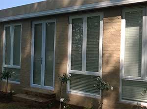 Wooden venetian blinds from outside